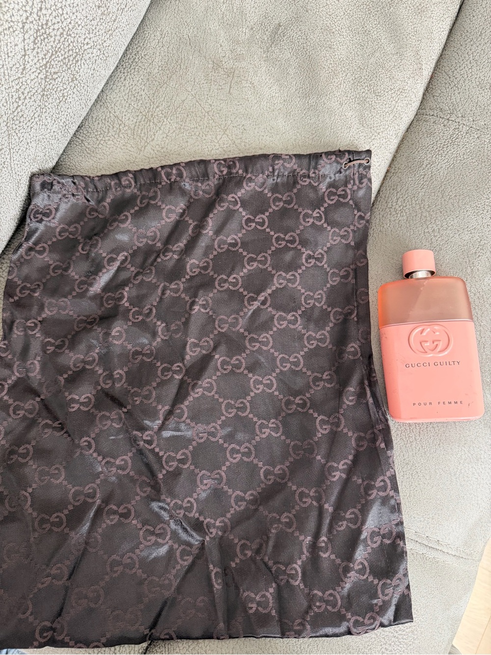 Gucci Brown GG Monogram Drawstring Pouch
